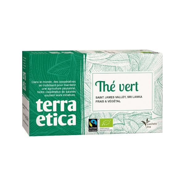 Photo de produit pour Thé vert equitable - 20 infusettes de 36g