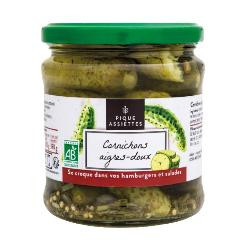 Photo de produit pour Cornichons aigres-doux 37 cl 190g égoutté