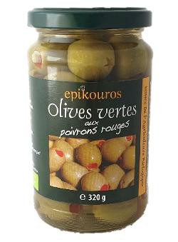 Photo de produit pour Olives vertes farcies aux poivrons rouges 320g