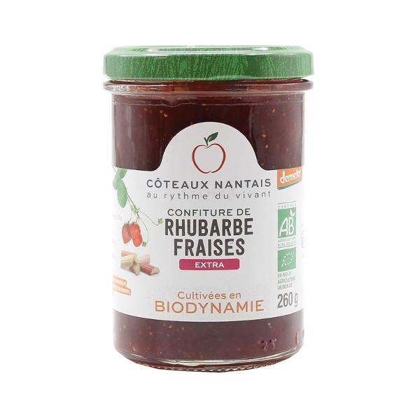 Photo de produit pour Confiture rhubarbe fraises extra Demeter 260g