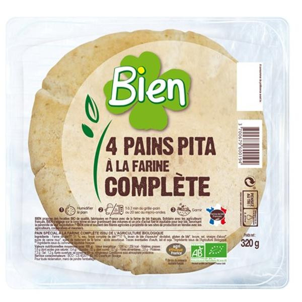 Photo de produit pour Pain pita à la farine complète x 4 - 320g