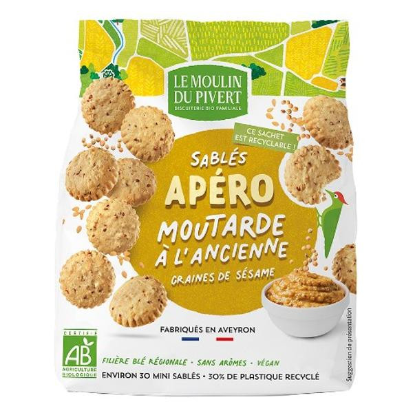 Photo de produit pour Sablé apéro moutarde à l'ancienne et graines de sésame 100g