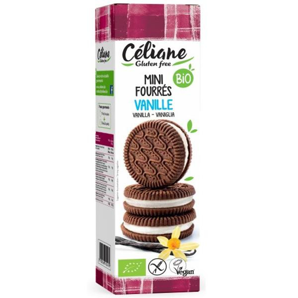 Photo de produit pour Mini biscuits fourrés vanille, végan 125g