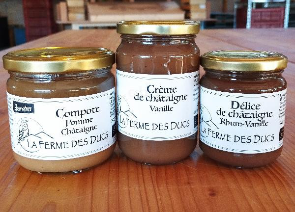 Photo de produit pour Lot: Compote pomme-marron, Délice Rhum Vanille, Crème de marron vanille