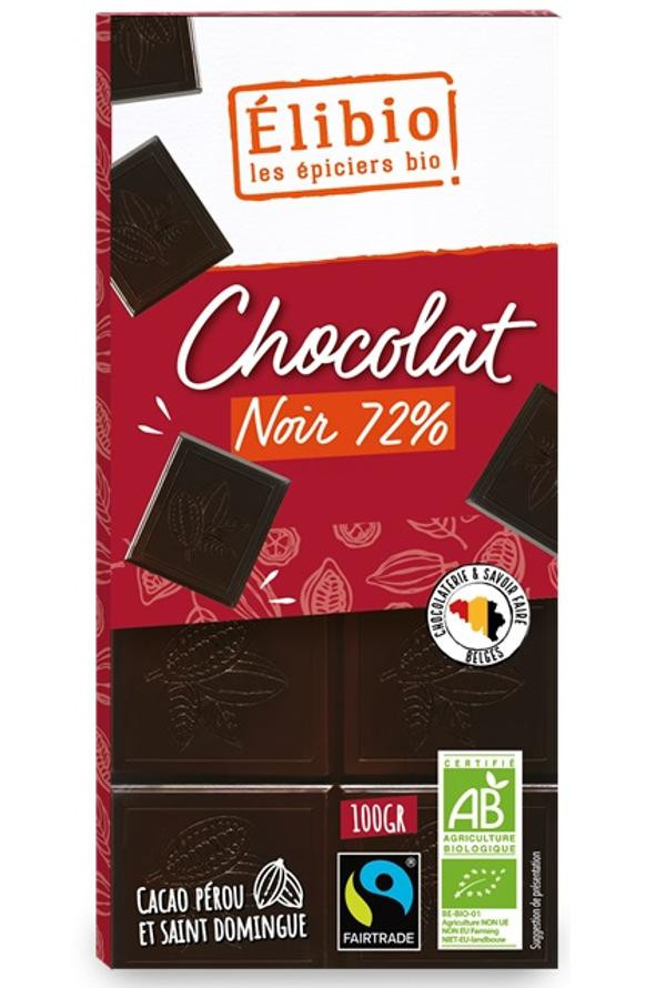 Photo de produit pour Chocolat noir 72%, commerce équitable, 100g